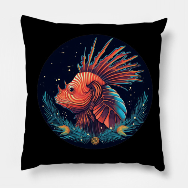 Lionfish in Ornament, Love Fishes Pillow by logiamerch