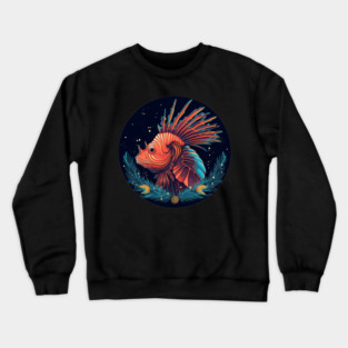 Lionfish in Ornament, Love Fishes Crewneck Sweatshirt