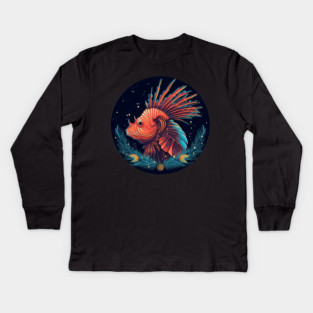 Lionfish in Ornament, Love Fishes Kids Long Sleeve T-Shirt