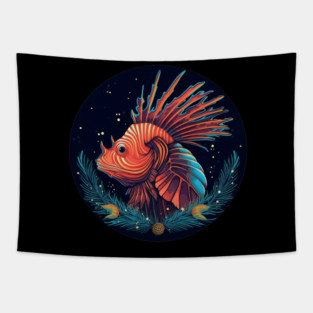 Lionfish in Ornament, Love Fishes Tapestry