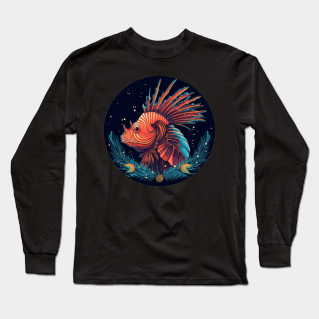 Lionfish in Ornament, Love Fishes Long Sleeve T-Shirt by logiamerch