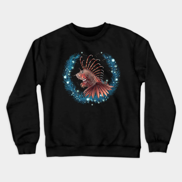 Lionfish in Ornament, Love Fishes Crewneck Sweatshirt by logiamerch