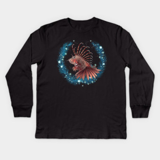 Lionfish in Ornament, Love Fishes Kids Long Sleeve T-Shirt