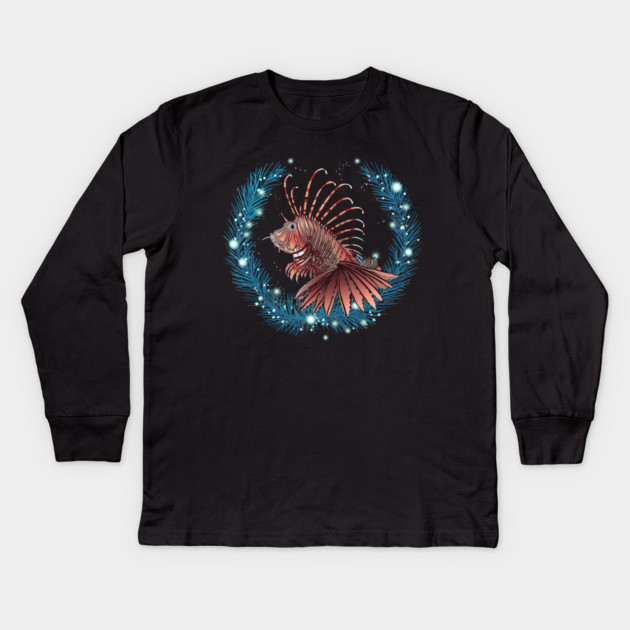 Lionfish in Ornament, Love Fishes Kids Long Sleeve T-Shirt by logiamerch