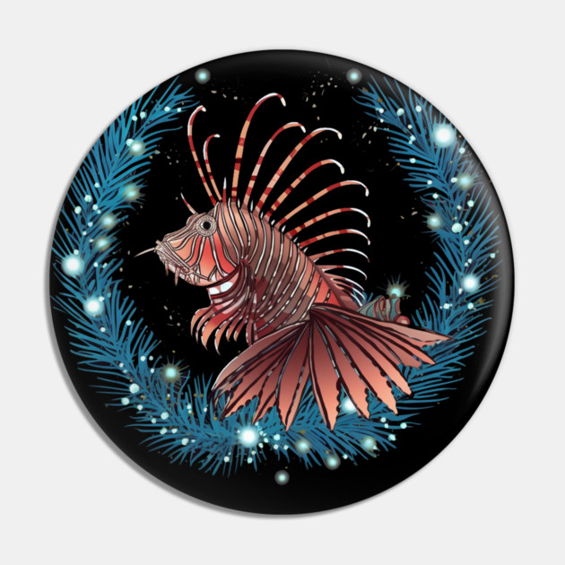 Lionfish in Ornament, Love Fishes Pin by logiamerch