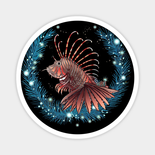 Lionfish in Ornament, Love Fishes Magnet by logiamerch