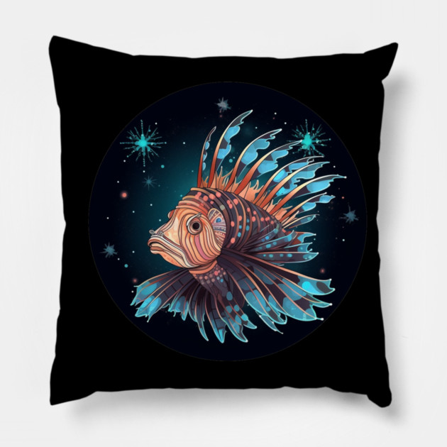 Lionfish in Ornament, Love Fishes Pillow by logiamerch