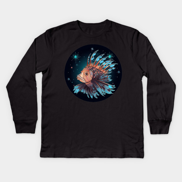Lionfish in Ornament, Love Fishes Kids Long Sleeve T-Shirt by logiamerch