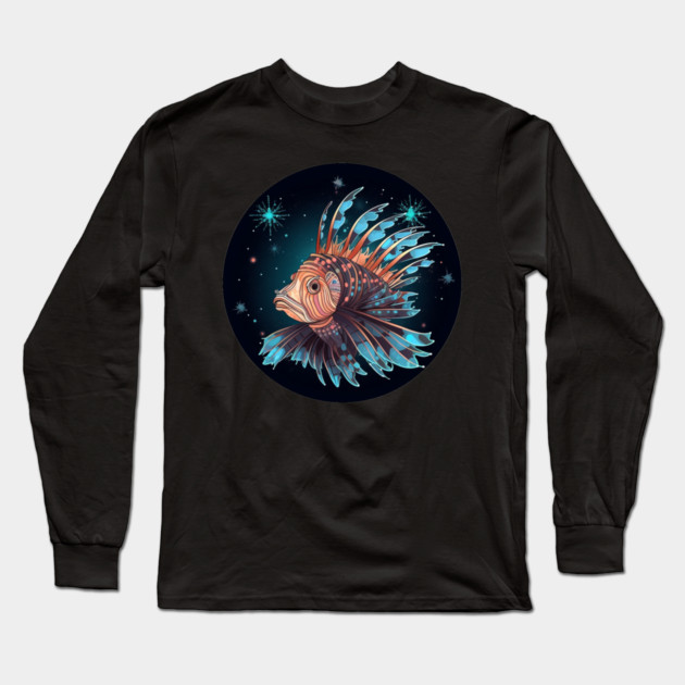Lionfish in Ornament, Love Fishes Long Sleeve T-Shirt by logiamerch