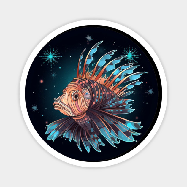Lionfish in Ornament, Love Fishes Magnet by logiamerch