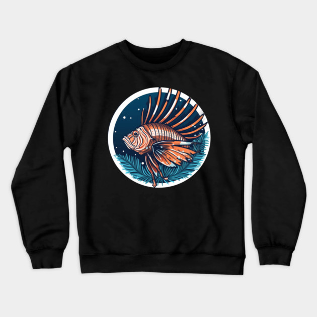 Lionfish in Ornament, Love Fishes Crewneck Sweatshirt by logiamerch