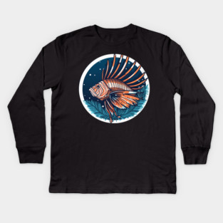 Lionfish in Ornament, Love Fishes Kids Long Sleeve T-Shirt
