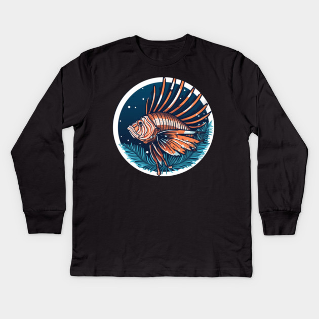 Lionfish in Ornament, Love Fishes Kids Long Sleeve T-Shirt by logiamerch