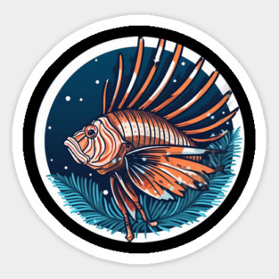 Lionfish in Ornament, Love Fishes Sticker
