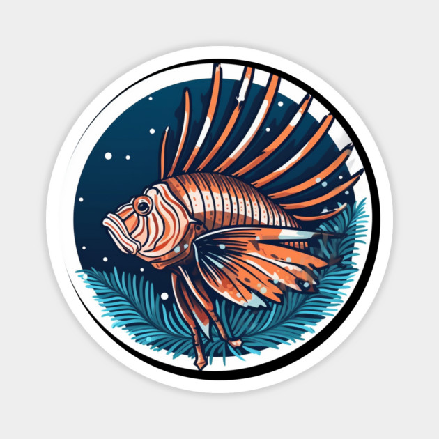 Lionfish in Ornament, Love Fishes Magnet by logiamerch