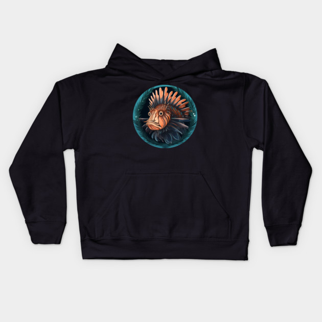Lionfish in Ornament, Love Fishes Kids Hoodie by logiamerch