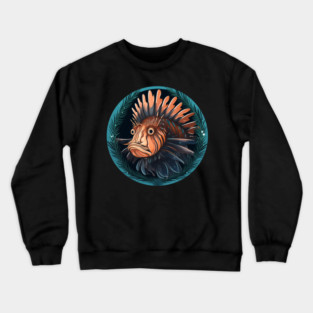 Lionfish in Ornament, Love Fishes Crewneck Sweatshirt