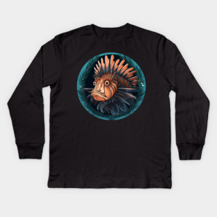 Lionfish in Ornament, Love Fishes Kids Long Sleeve T-Shirt