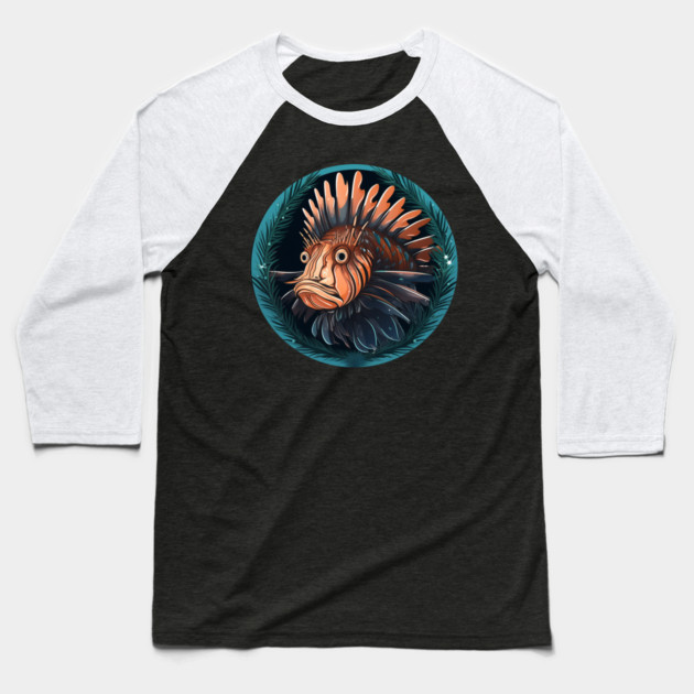 Lionfish in Ornament, Love Fishes Baseball T-Shirt by logiamerch