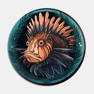Lionfish in Ornament, Love Fishes Pin