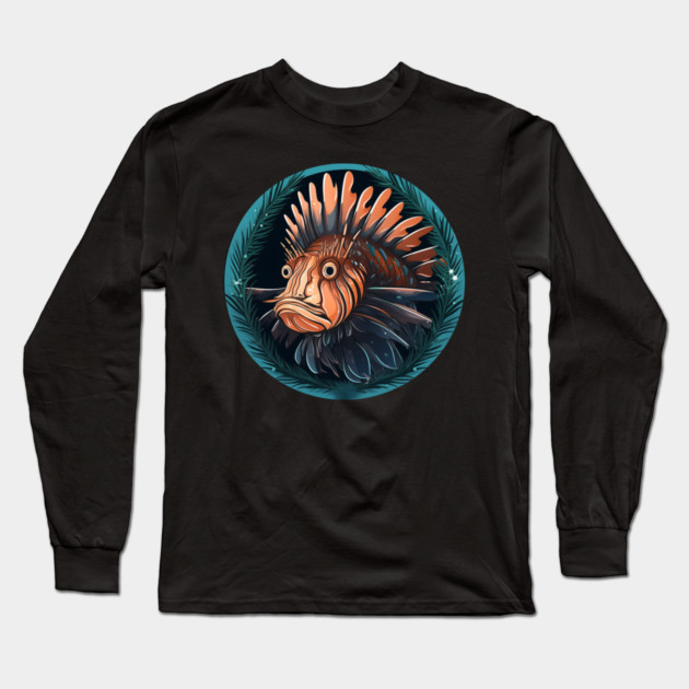 Lionfish in Ornament, Love Fishes Long Sleeve T-Shirt by logiamerch