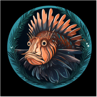 Lionfish in Ornament, Love Fishes Posters and Art