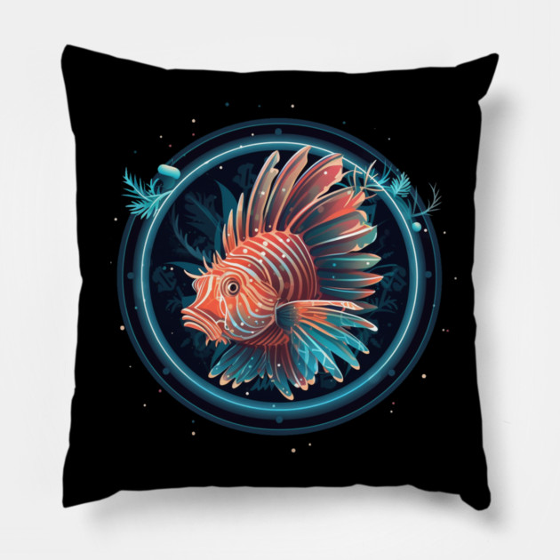 Lionfish in Ornament, Love Fishes Pillow by logiamerch