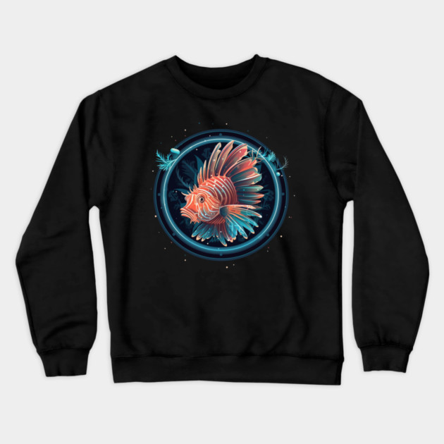 Lionfish in Ornament, Love Fishes Crewneck Sweatshirt by logiamerch