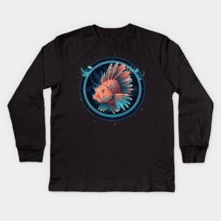 Lionfish in Ornament, Love Fishes Kids Long Sleeve T-Shirt