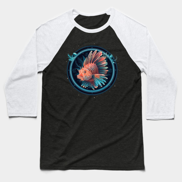 Lionfish in Ornament, Love Fishes Baseball T-Shirt by logiamerch