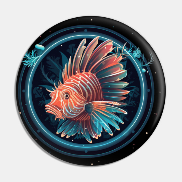 Lionfish in Ornament, Love Fishes Pin by logiamerch