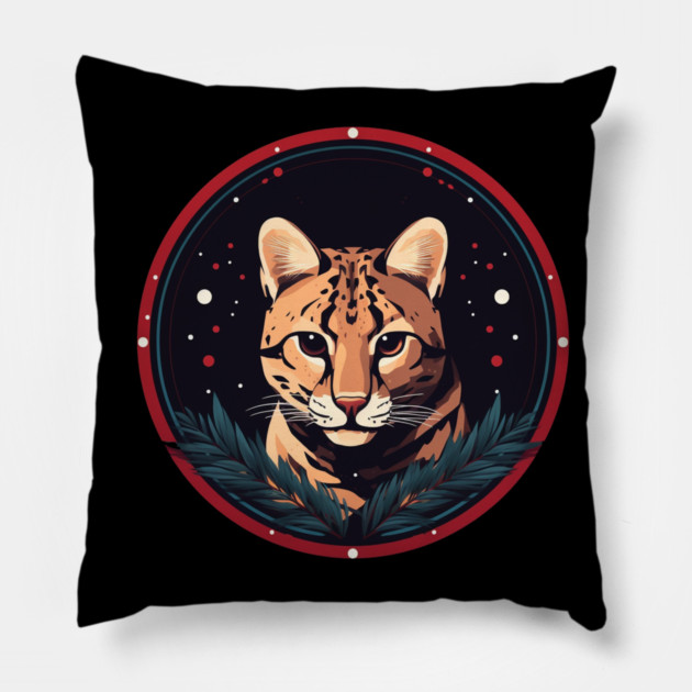 Ocelot in Ornament, Love Cats Pillow by logiamerch