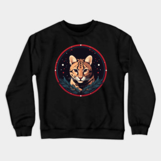 Ocelot in Ornament, Love Cats Crewneck Sweatshirt
