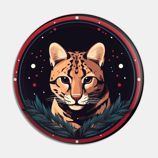 Ocelot in Ornament, Love Cats Pin by logiamerch