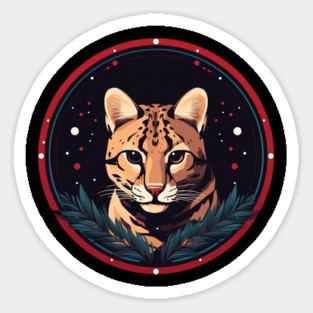 Ocelot in Ornament, Love Cats Sticker