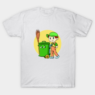 boy recycles with a wheelie bin T-Shirt