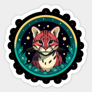 Ocelot in Ornament, Love Cats Sticker