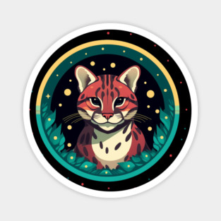 Ocelot in Ornament, Love Cats Magnet