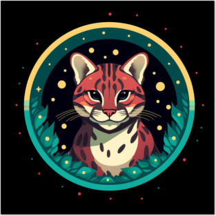 Ocelot in Ornament, Love Cats Posters and Art