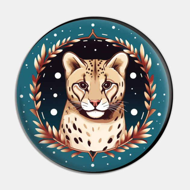 Ocelot in Ornament, Love Cats Pin by logiamerch