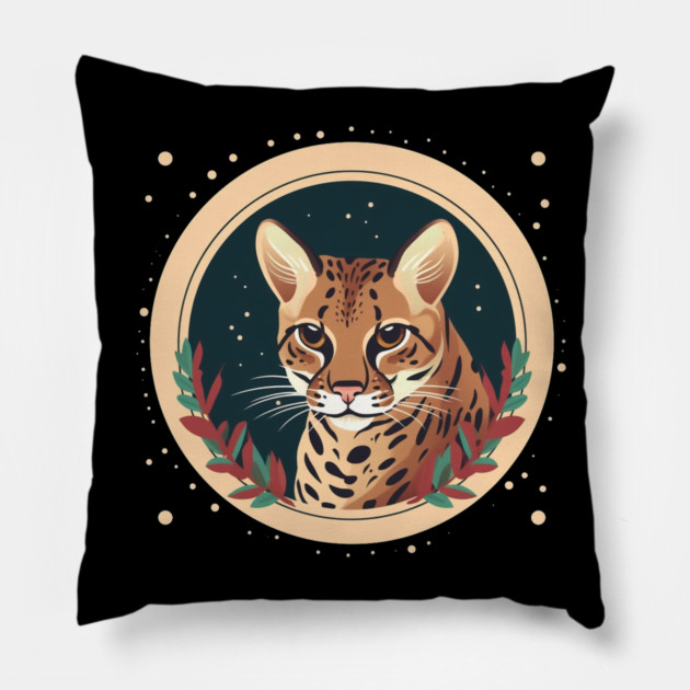 Ocelot in Ornament, Love Cats Pillow by logiamerch