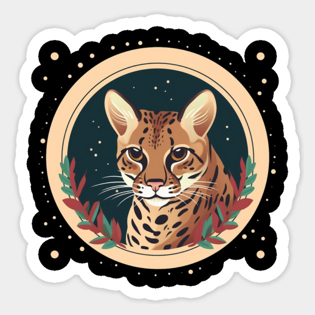 Ocelot in Ornament, Love Cats Sticker by logiamerch