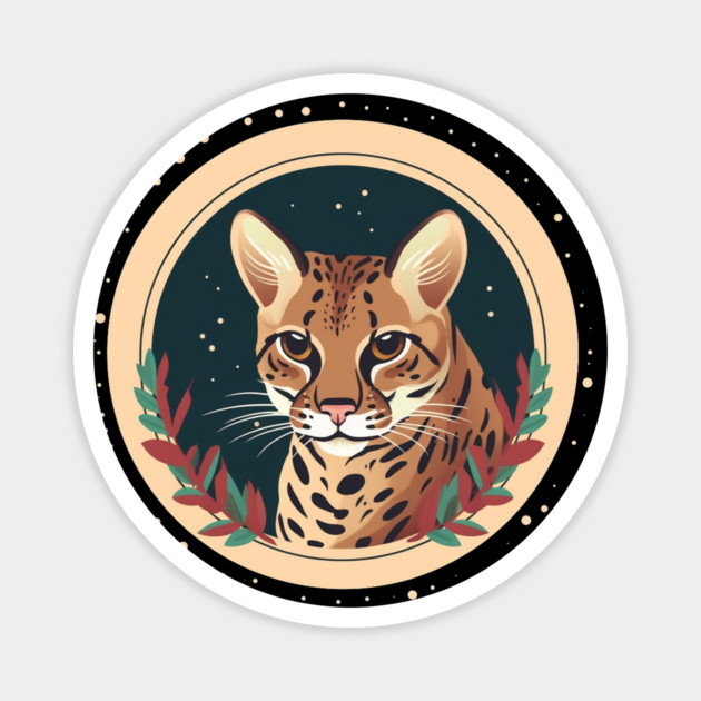 Ocelot in Ornament, Love Cats Magnet by logiamerch