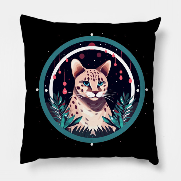 Ocelot in Ornament, Love Cats Pillow by logiamerch