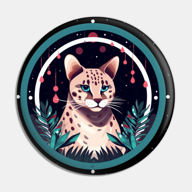 Ocelot in Ornament, Love Cats Pin by logiamerch
