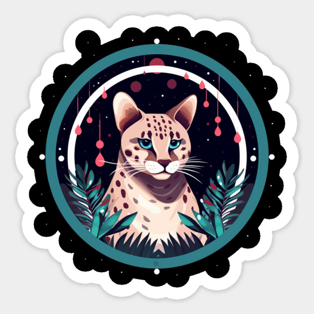 Ocelot in Ornament, Love Cats Sticker by logiamerch