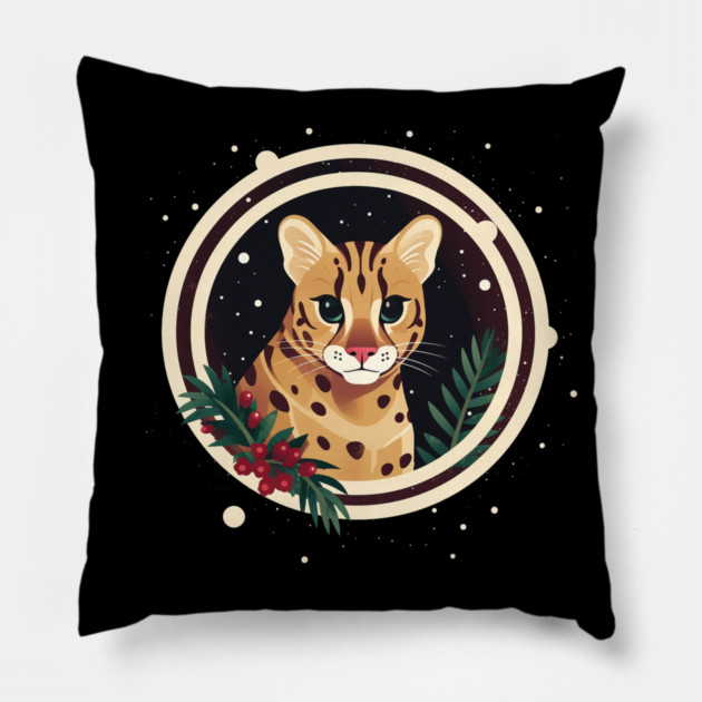 Ocelot in Ornament, Love Cats Pillow by logiamerch