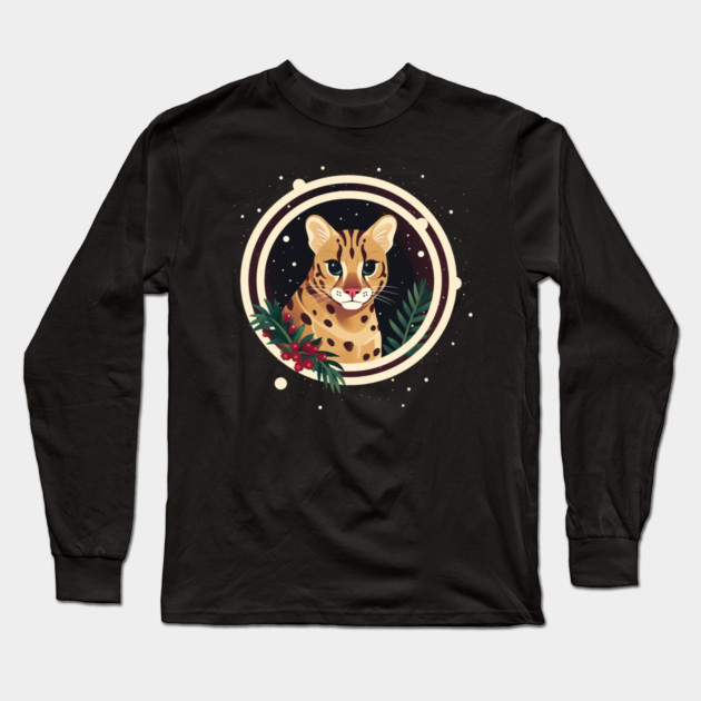 Ocelot in Ornament, Love Cats Long Sleeve T-Shirt by logiamerch