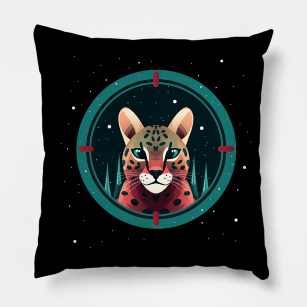 Ocelot in Ornament, Love Cats Pillow by logiamerch