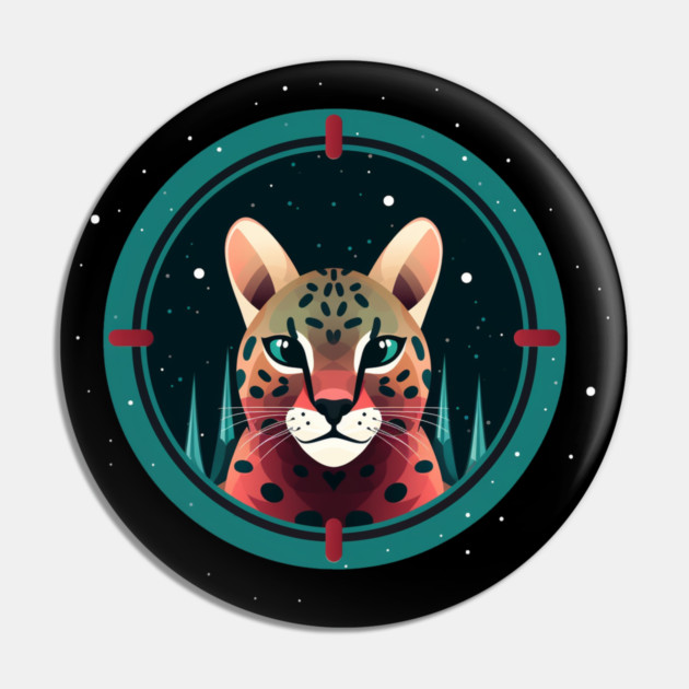 Ocelot in Ornament, Love Cats Pin by logiamerch